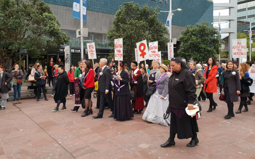 Aucklanders attend the 'sunrise ceremony' to celebrate Suffrage Day in 2018.