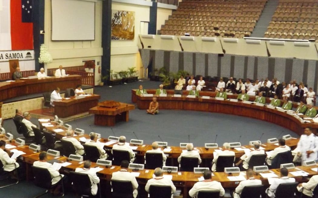 Temporary Samoa Parliament at Tuana'imato sport complex.