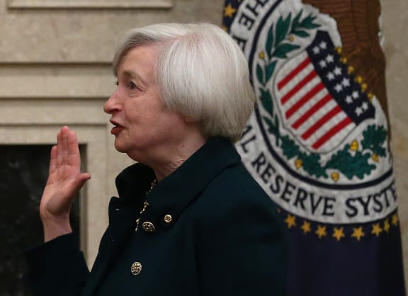 US Federal Reserve chair Janet Yellen being sworn in.