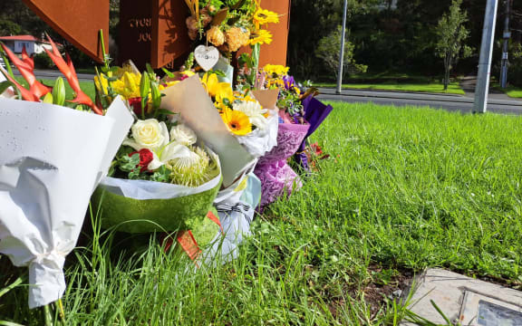 Flowers outside Whangārei Boys' High School in tribute to the student who died on Tuesday on a school trip to Abbey Caves.