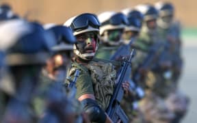 File photo: Saudi armed forces march during a parade in Saudi Arabia's holy city of Mecca on August 13, 2018, ahead of the annual Hajj pilgrimage.
