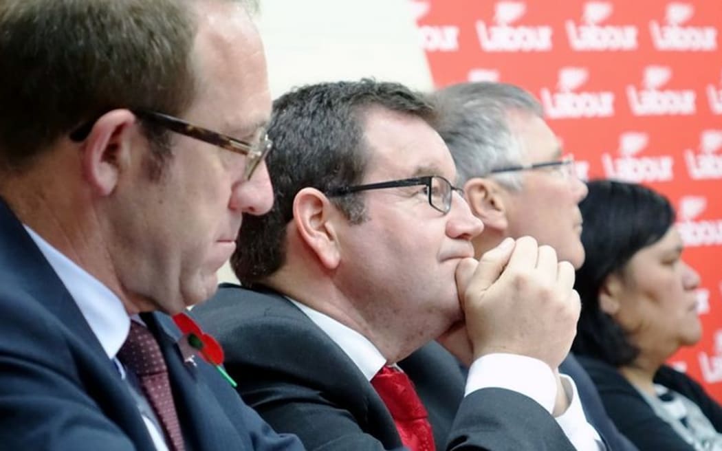 Labour leadership rivals (from left) Andrew Little,Grant Robertson, David Parker and Nanaia Mahuta at the last meeting, in South Auckland, on Tuesday.