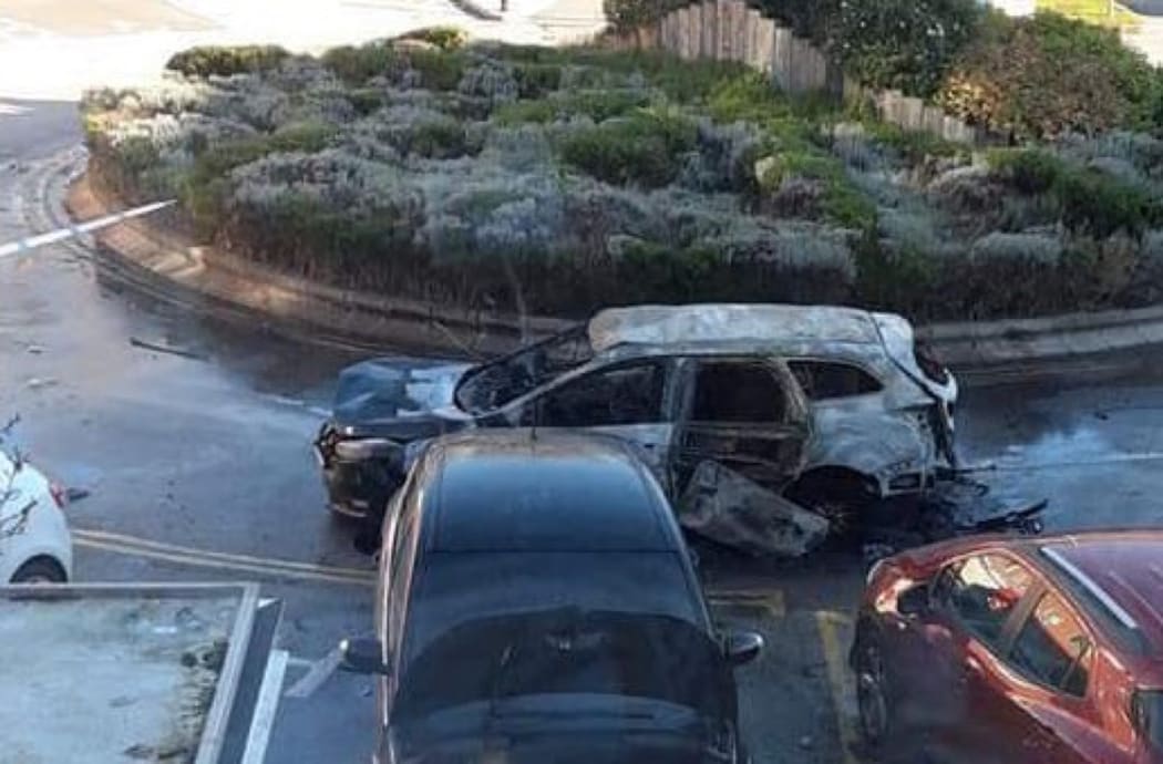The wreckage of a car after an explosion outside Liverpool Women's Hospital, United Kingdom, on Sunday 14 November left a passenger dead and the driver injured.