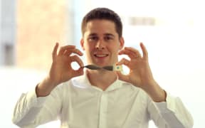 Ben O'Brien of StretchSense with a sensor band