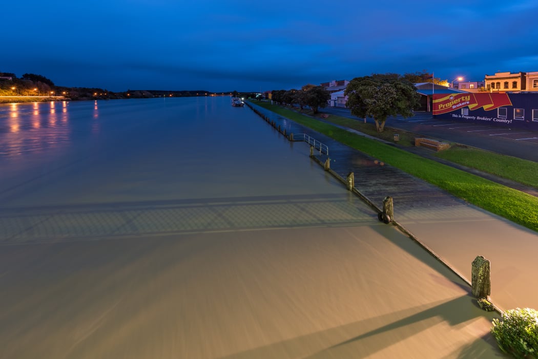 The Whanganui River at its peak on Thursday morning
