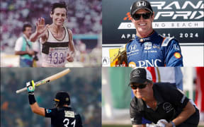 Clockwise from top left, Lorraine Moller, Scott Dixon, Val Smith, and Martin Guptill have been recognised in the 2025 New Year's Honours.