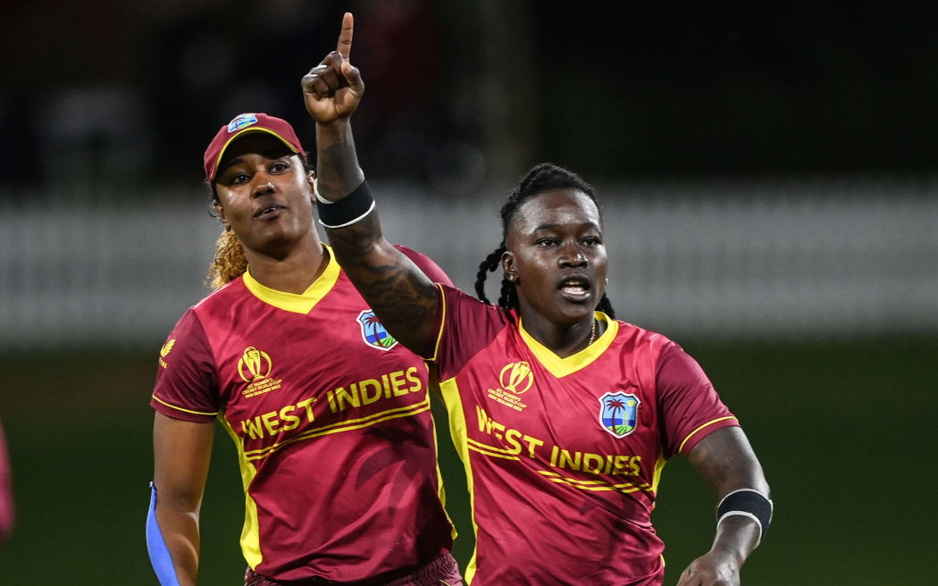 Deandra Dottin of West Indies celebrates.