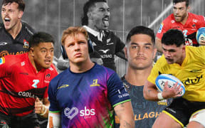 (Clockwise from left) Leroy Carter, Ioane Moananu, Fabian Holland, Quinn Tupaea, Du'Plessis Kirifi, Kyle Preston, Rieko Ioane. GRAPHIC: Liam Swiggs RNZ