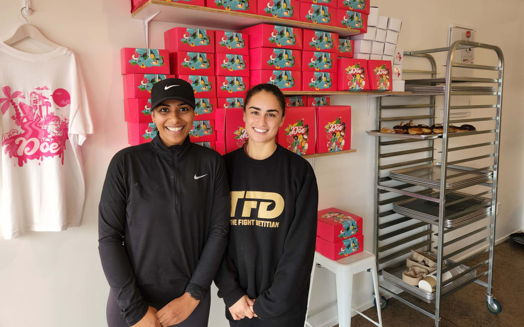 Doe Donuts managers Shenine Dube, left, and Grace Tauber.