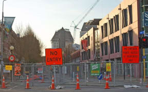 Fencing cordons off the red zone in Christchurch.