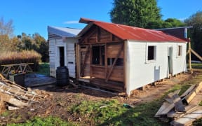 Work underway on the Waiuta cottage in mid-May.