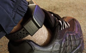 Security electronic tag on a tagged criminal.