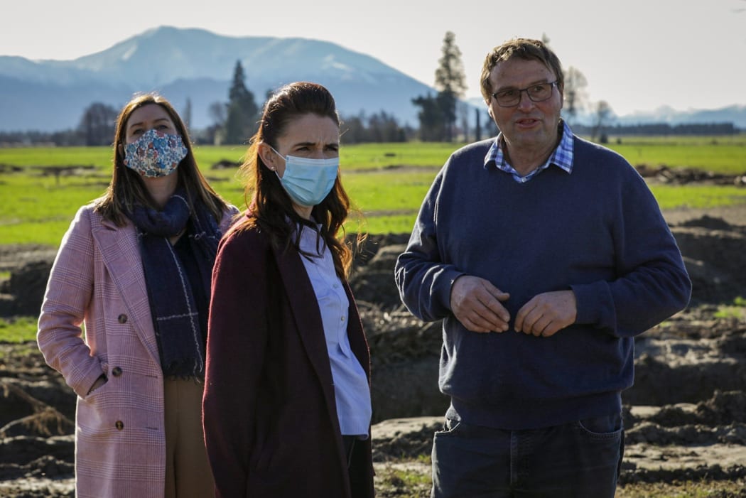 Prime Minister Jacinda Ardern in Ashburton on Chris Allen's farm.