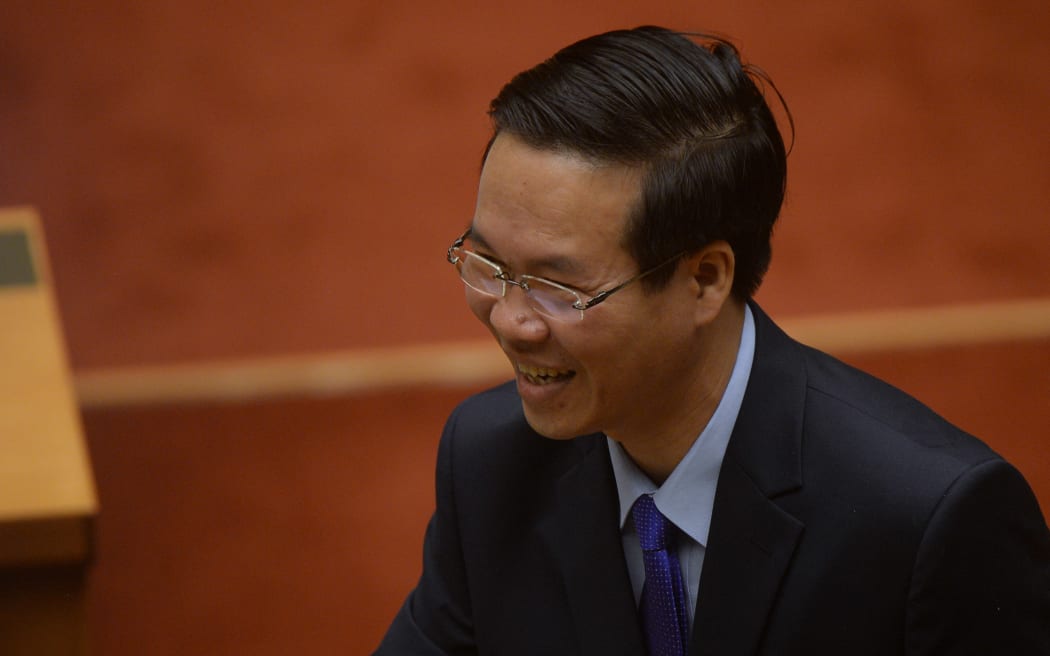 Newly elected politburo member and Head of the Vietnam Communist Party's Propaganda Comittee Vo Van Thuong arrives to attend the last session of the outgoing parliament in Hanoi on March 21, 2016. - Vietnam's rubber stamp National Assembly opened its spring session on March 21 and is expected to replace the country's top leaders including President and Prime Minister. (Photo by HOANG DINH NAM / AFP)