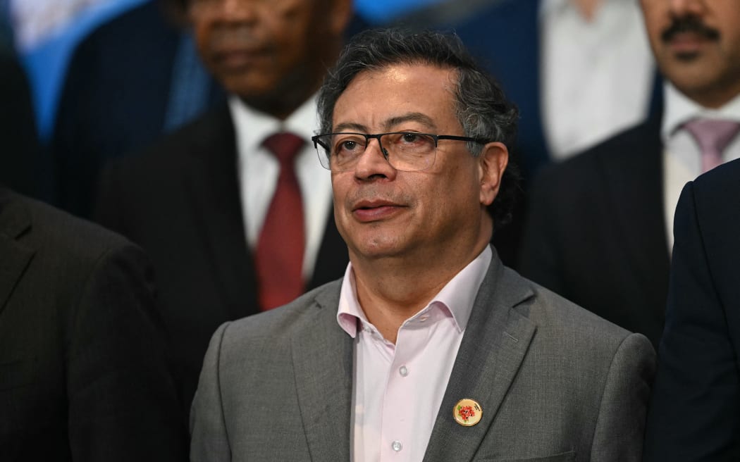 Colombia's President Gustavo Petro is pictured during the group photo after attending the meeting on Sustainable Development and Energy Transition at the G20 Leaders' Meeting in Rio de Janeiro, Brazil, on November 19, 2024.