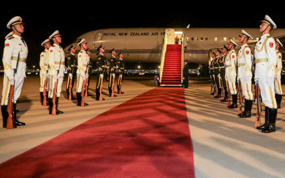 Prime Minister Chris Hipkins arrives in China following a Royal New Zealand Air Force flight on 26 June, 2023.