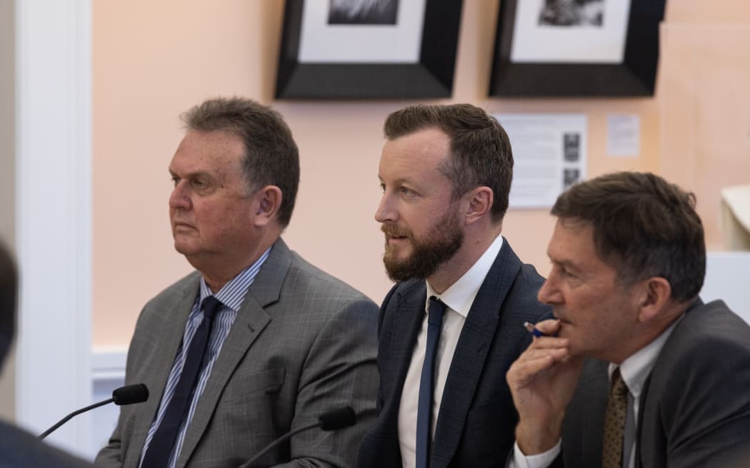 The Minister for Emergency Management Kieran McAnulty attends an Estimates (budget) Hearing along with the National Emergency Management Agency Chief Executive Dave Gawn, and the Director of Civil Defence Garry Knowles.