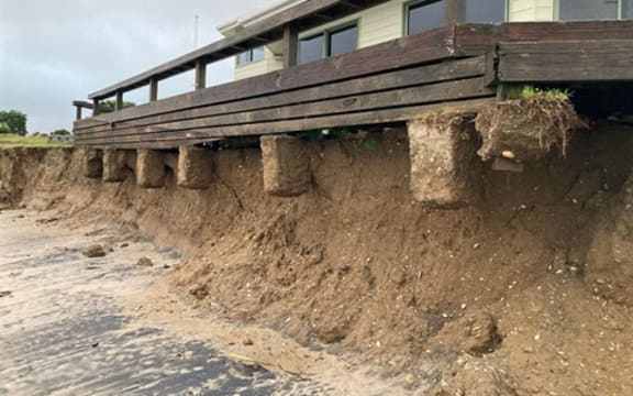 Mercury Bay Boating Club after Cyclone Hale erosion