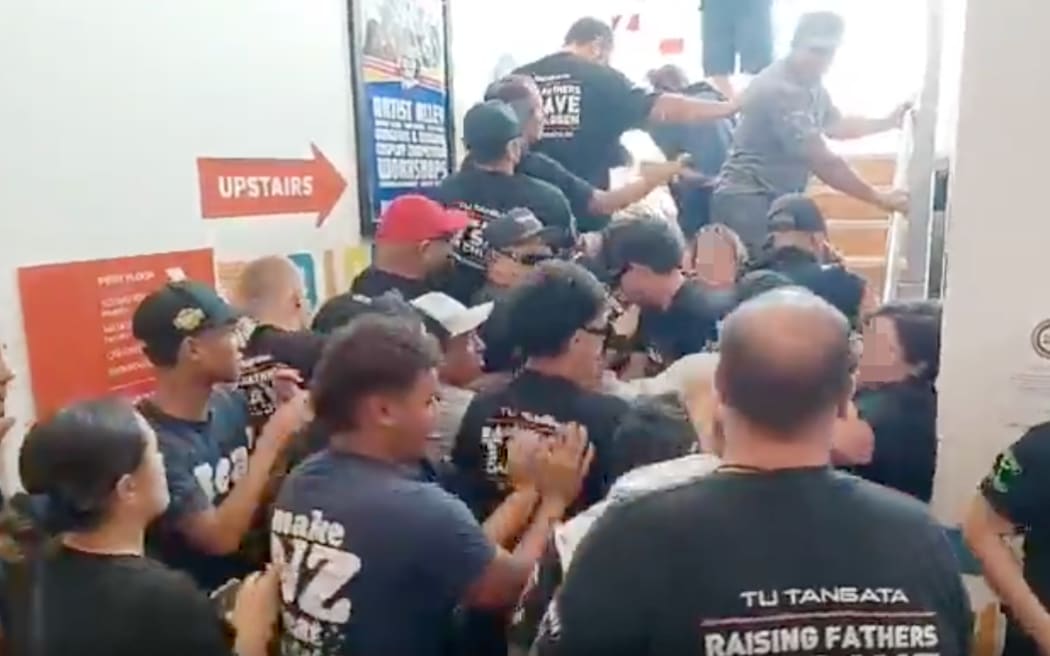 Footage shared by Destiny Church's Brian Tamaki of the Te Atatū protest.