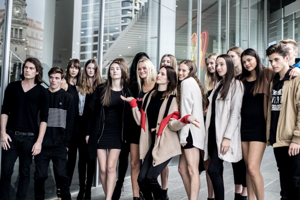 International model Ashleigh Good front and centre with some of models taking part in the casting.