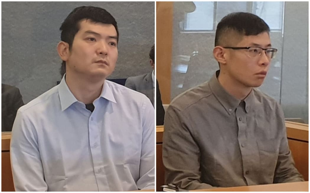 Zhao Jianqi (left) and Gu Zhicheng (known as Michael) are each charged with murdering Wang Baochang (known as Ricky) in August 2017.