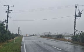 State Highway 67 from Westport to Cape Foulwind during heavy rain in early February 2022.