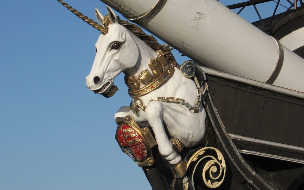 A  unicorn sculpture has been stolen from an iconic Rocks Road house. The property can be seen in September 2022, after it was red-stickered, with the unicorn figurehead still overlooking the house in the top-righ