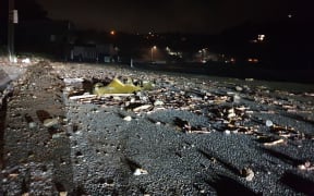 Debris at Ōwhiro Bay on 2/7/2020.
