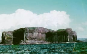 The Isle of Staffa, with its Fingal's Cave to the right - inspiration for Mendelssohn's Hebrides Overture.