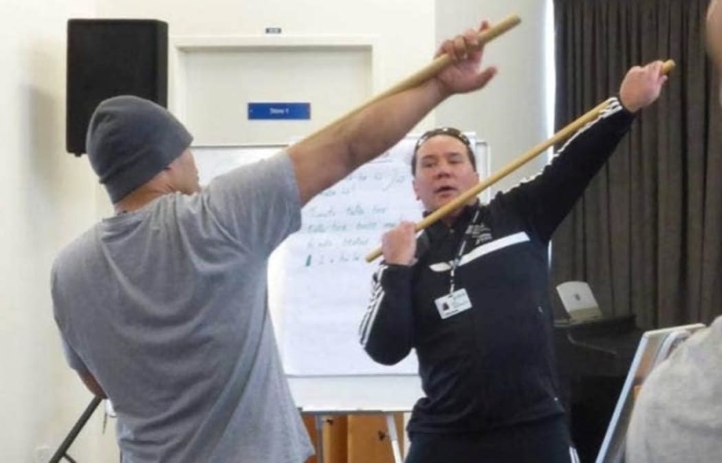 Jade Morgan teaching his tikanga programme "Te Hōkai Manea Tipuna"