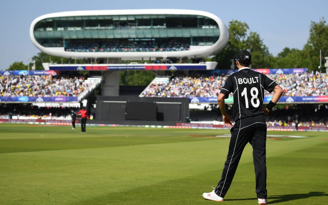 Trent Boult playing for the New Zealand Black Caps v Australia at Lord's. ICC Cricket World Cup