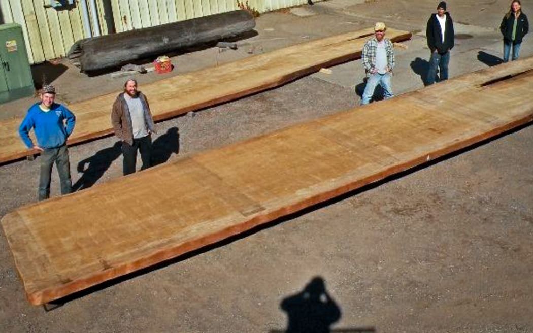 The Ancientwood website showing two slabs of kauri.