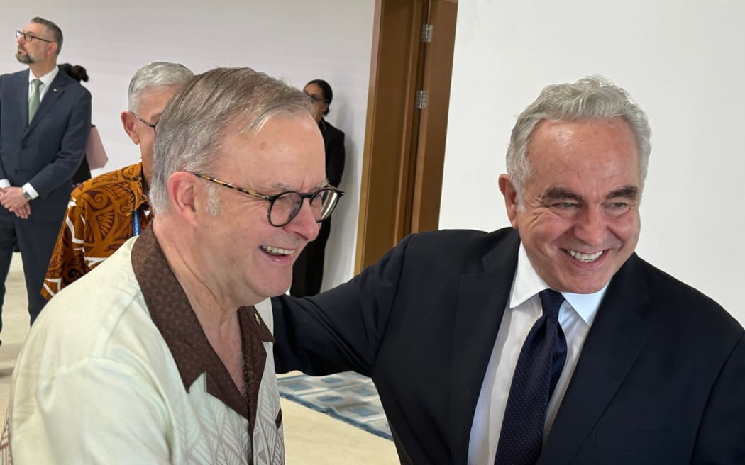 Australia Prime Minister Anthony Albanese and US deputy Secretary of State Kurt Campbell following Australia’s Pacific Policing Initiative announcement.
