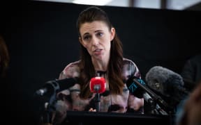 Jacinda Ardern speaks at a Vaccination Clinic in Lower Hutt about the Christchurch Covid cases