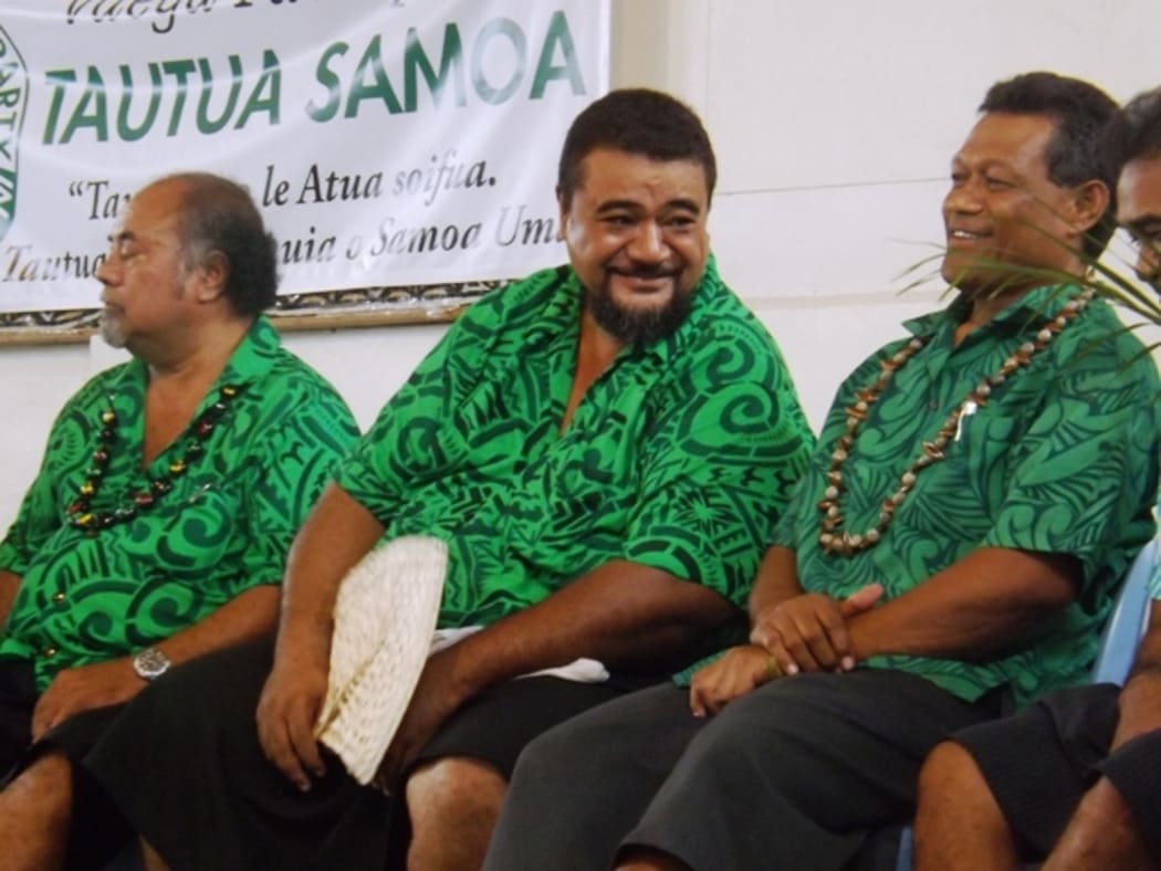 Tautua Samoa party candidate, Tu'ula Kiliri (middle) with other party candidates.