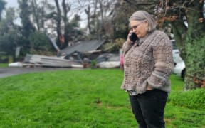 Shirlene Patterson's 100 year old villa in Tuiti Street, Waitara, had much of its roof ripped off, in what many have described as a tornado, just after midnight, on 28 June, 2025..
