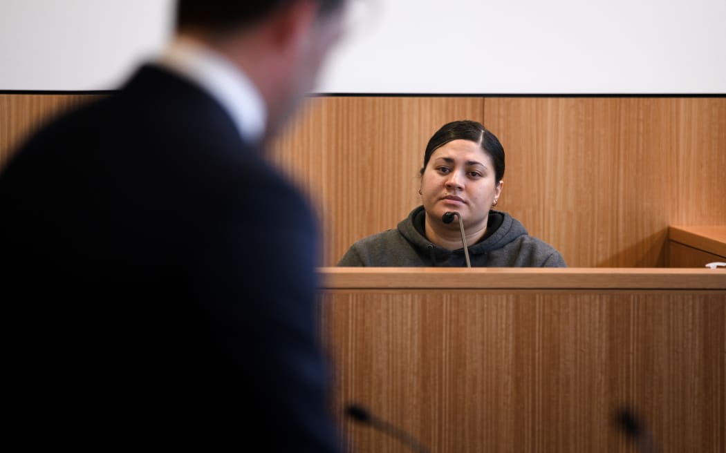 Mihi Bassett being questioned by the police prosecutor at  Manukau District Court