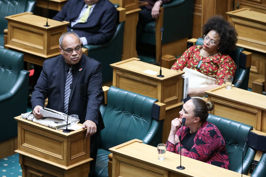 Labour Minister Aupito Tofae Su'a William Sio's speaks on End of Life Choice. Anahila Lose Kanongata'a-Suisuiki and Carmel Sepuloni listen.