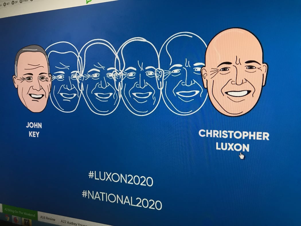 The ad is a reworking of Dick Frizzell's well-known artwork "Mickey to Tiki" showing John Key's face transforming into Christopher Luxon's.