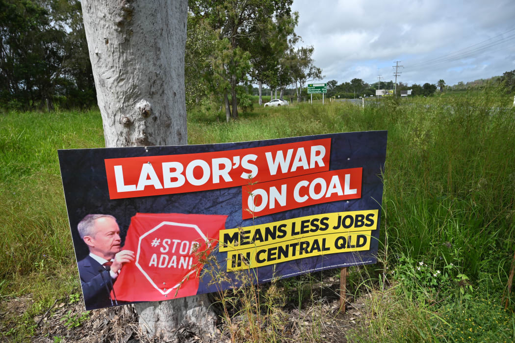 Photo taken on May 3, 2019 shows an anti-Labor party election sign in Bowen in northern Queensland.