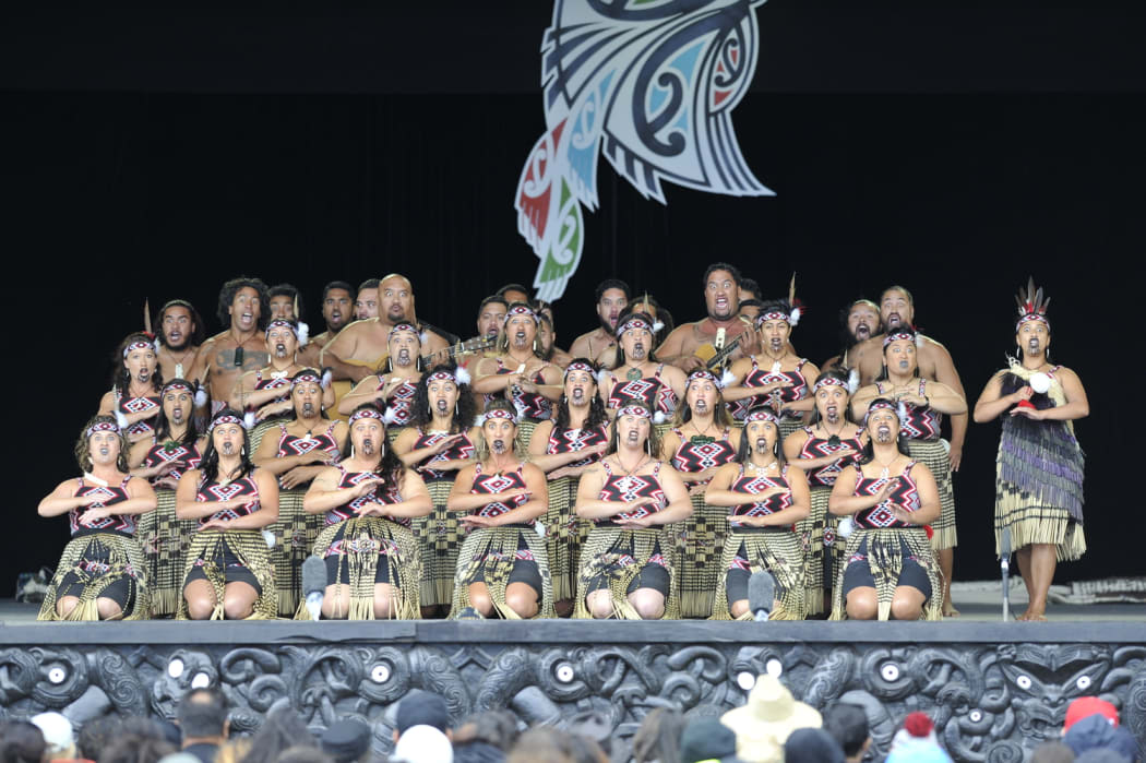 Te Kapa Haka o Te Whānau-ā-Apanui , performing at WOMAD 2016.