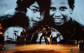 Performers onstage at Dirtsong