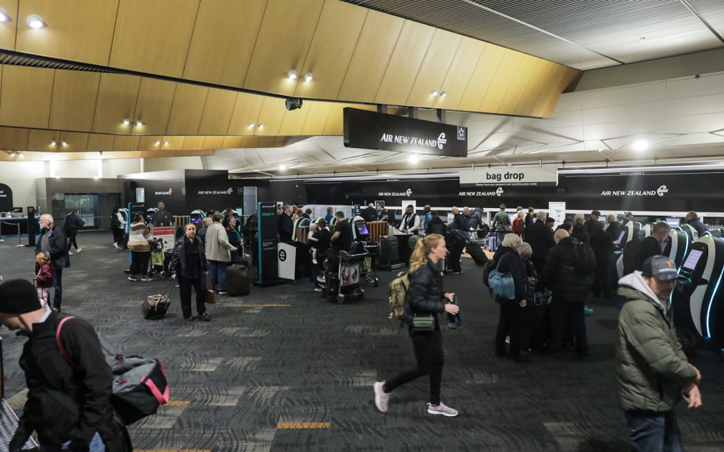 Scene at Wellington Airport after weather disruption