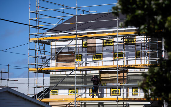 An apartment building under construction in Wellington