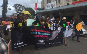 Supporters of the LGBTQI community in Fiji march in the capital Suva during human rights day.