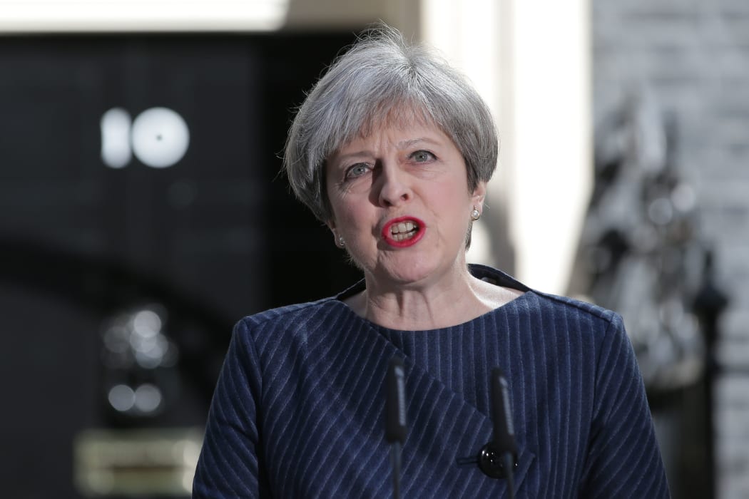 Theresa May speaking to media outside 10 Downing Street after she called an early general election.