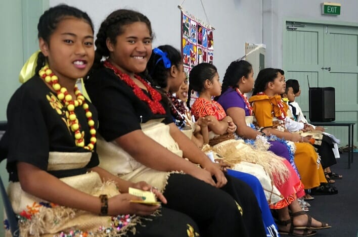 Students at Fairburn Primary School in Otahuhu at the School speech competition.