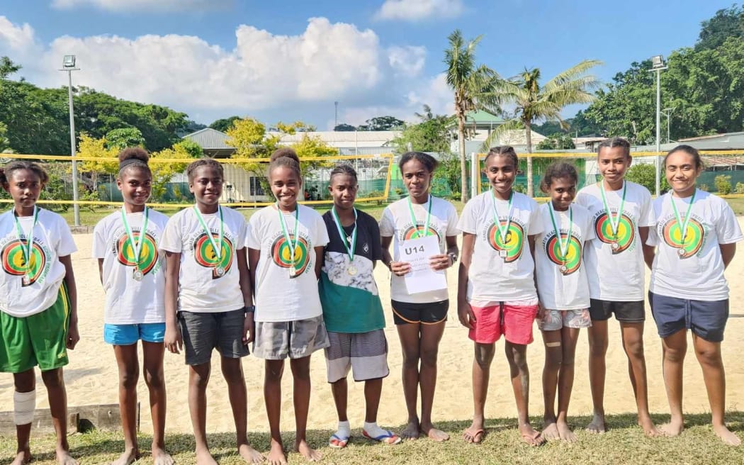 Young players at the Vanuatu volleyball community programme.