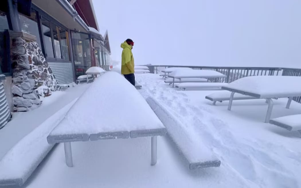 Mount Hotham was already under a blanket of fresh snow on Thursday, with another 24 hours of heavy snow still to come.