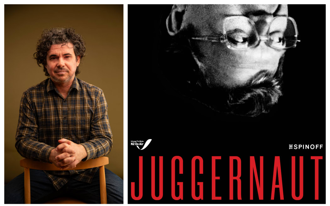 composite of Juggernaut podcast image and Toby Manhire